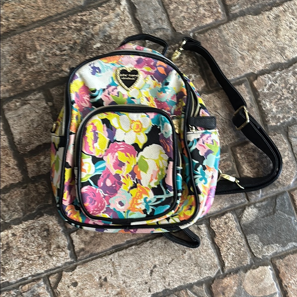 Betsey Johnson Abstract Floral Mini Convertible Backpack